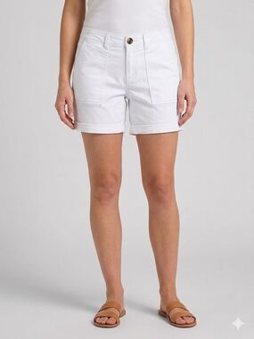 Lee Petites Regular Fit Mid Rise White Chino Shorts Size 10P
